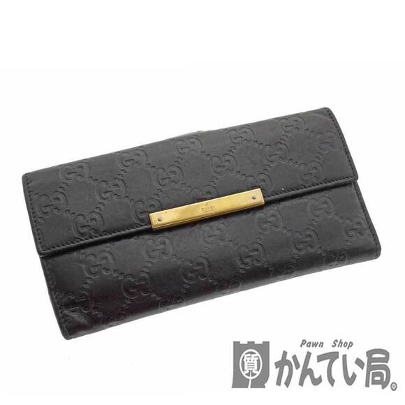 Gucci Double Hook Long Wallet Black Leather Crocodile - Picture 1 of 8